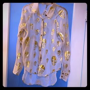 Button down skull blouse